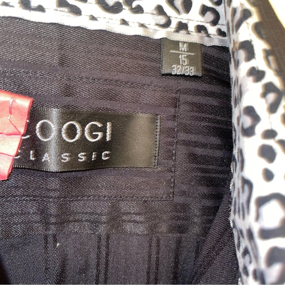 Coogi Classic black pin-stripped w/ leopard cuffs, neckline and button strip - Picture 5 of 13